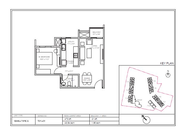 Birla Trimaya 1 BHK 473 Sq Ft Floor Plan