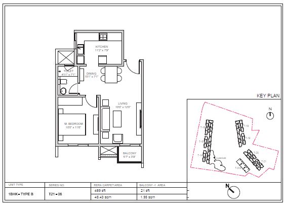Birla Trimaya 1 BHK 489 Sq Ft Floor Plan