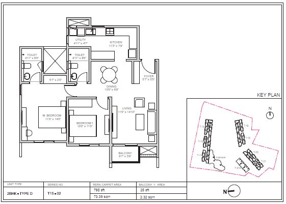 Birla Trimaya 2 BHK 790 Sq Ft Floor Plan