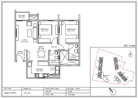 Birla Trimaya 2 BHK 746 Sq Ft Floor Plan