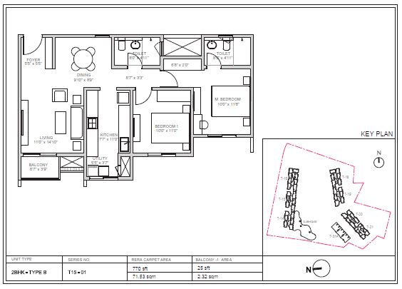 Birla Trimaya 2 BHK 770 Sq Ft Floor Plan