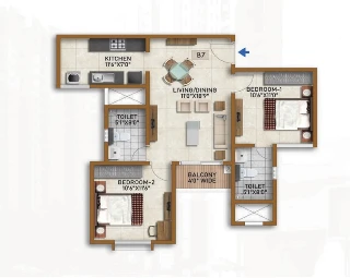 Birla Trimaya 3 BHK Floor Plan